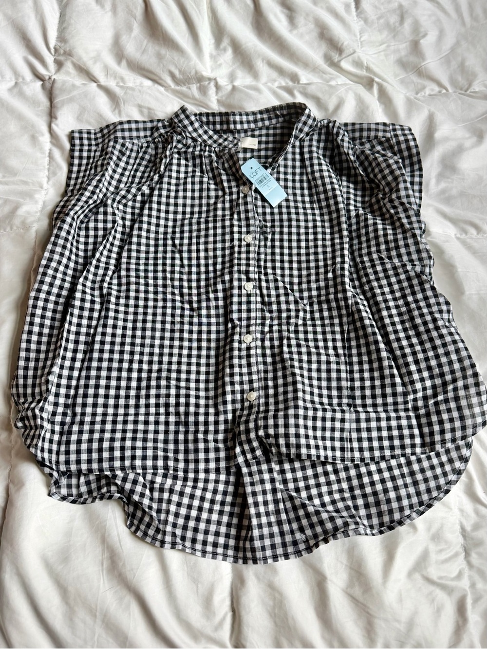 NWT Loft Gingham Everyday Dolman Shirt 🤍🖤